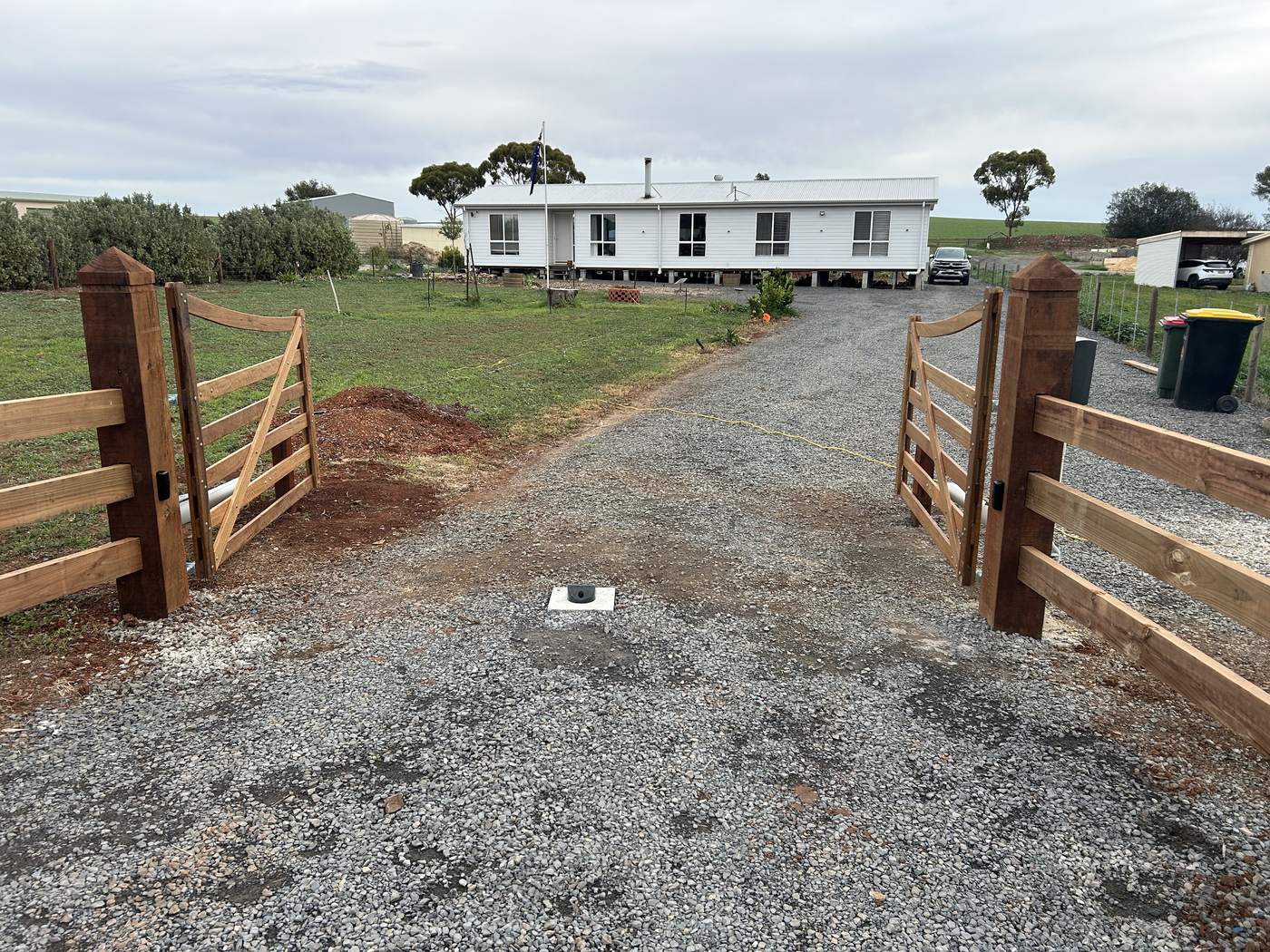 Posts and rails set, ready for the gates