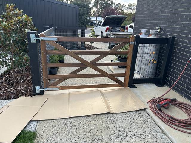 Timber side gate on a new home